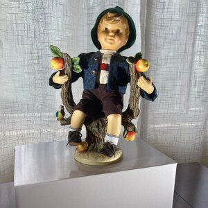 Vintage Hummel Goebel 1997 "Apple Tree Boy" Porcelain Doll w/Base 13" Seated